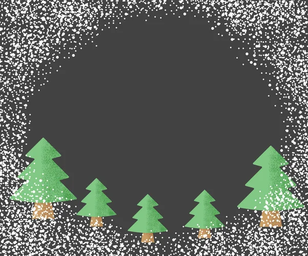 Arbres de Noël avec neige tombante, sur un fond sombre avec une place pour votre texte. Illustration vectorielle . — Image vectorielle