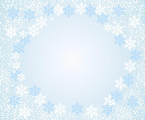 Abstrait flocons de neige tombants, fond bleu clair. Illustration vectorielle avec espace pour le texte . — Image vectorielle