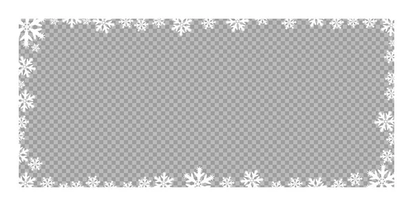 Vektör çerçeve Noel ve yeni yıl kar taneleri. Şeffaf, izole bir arka plan üzerinde vektör öğesi.