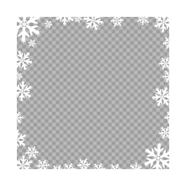 Vector frame Christmas and new year snowflakes. Vector element on a transparent, isolated background. — Stock Vector