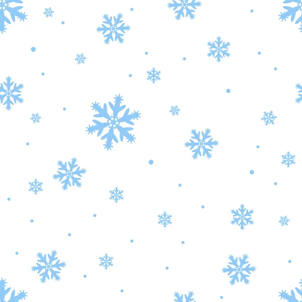 Caída de copos de nieve azules, repitiendo. Estilo sin costuras, patrón. Invierno Navidad nieve . — Vector de stock