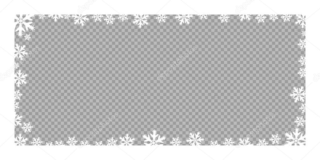 Vector frame Christmas and new year snowflakes. Vector element on a transparent, isolated background.
