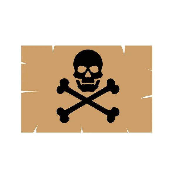 Sliten dekal av en dödskalle med benknotor. Pirater-ikonen. Cartoon poison. Vector designelement på isolerade bakgrund. — Stock vektor