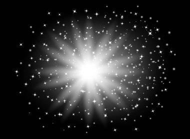 Şeffaf ışık elemanları izole bir arka plan üzerinde. Parlak yansıma, parçacık. Parlayan yıldız. Göze batan ihtişam. Vektör çizim.