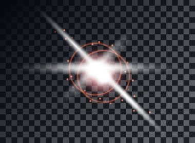 Şeffaf ışık elemanları izole bir arka plan üzerinde. Parlak yansıma, parlama. Parlayan yıldız. Göze batan ihtişam. Vektör çizim.