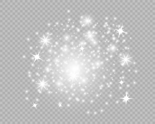 Elementos de polvo brillantes estrellados. Partículas de luz brillante. Decoración de brillo abstracto de Navidad. Elemento vectorial aislado sobre un fondo transparente . — Vector de stock