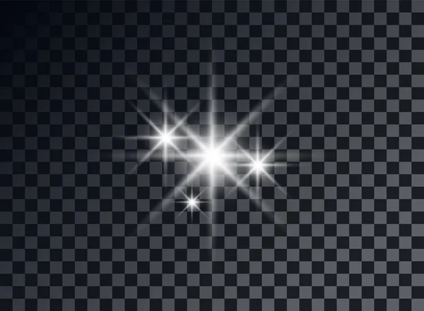 Elementi di luce trasparenti su uno sfondo isolato. Riflesso luminoso, bagliore. Stella splendente. Un fulgore lampante. Illustrazione vettoriale . — Vettoriale Stock