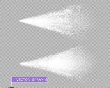 Sprey su sprey veya atomizör. Deodorant etkisi veya grafiti boya. Kozmetik parfüm kokusu. Vektör çizim.