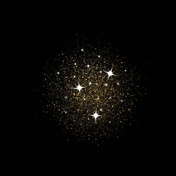 Ouro Stardust. As partículas brilham brilhantemente. Estrelas brilhantes. Decoração para as férias de Natal de Ano Novo, confete. Elemento de sobreposição vetorial, fundo escuro isolado . —  Vetores de Stock