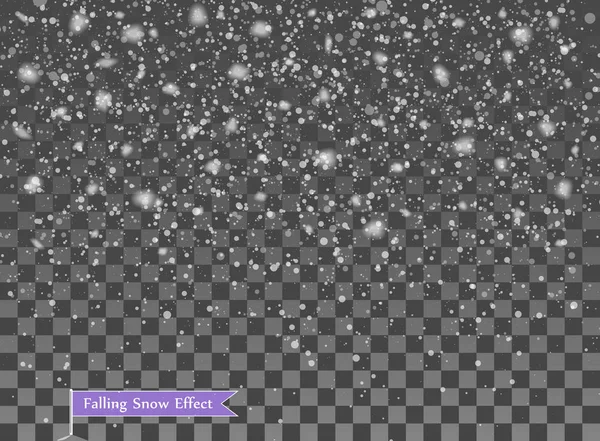 Chute de neige, éléments aléatoires. Nouvel an, décor de Noël superposé. Illustration vectorielle sur fond transparent isolé . — Image vectorielle