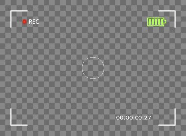 Kamera vizörünü, dijital video, fotoğraf odak. Öğe vektör yer paylaşımlı ekran çerçeve anlık komşudur. İzole arka plan şeffaf.