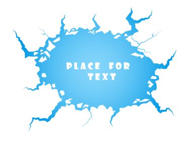 Blue Ice çatlaklar, su. Yıkım, uçurum. Beyaz arka plan üzerinde izole metin vektör öğesi için alan.