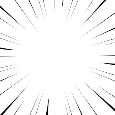 Vektör siyah çizgi roman süper kahraman eylem için radyal çizgiler. Manga çekim hızı, hareket, patlama arka plan. Tasarım öğesi izole beyaz arka plan.