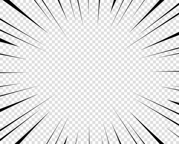 Vector svart radiella linjer för comics, superhjälte åtgärder. Manga stomme hastighet, rörelse, explosion bakgrund. Design element isolerade transparent bakgrund. — Stock vektor