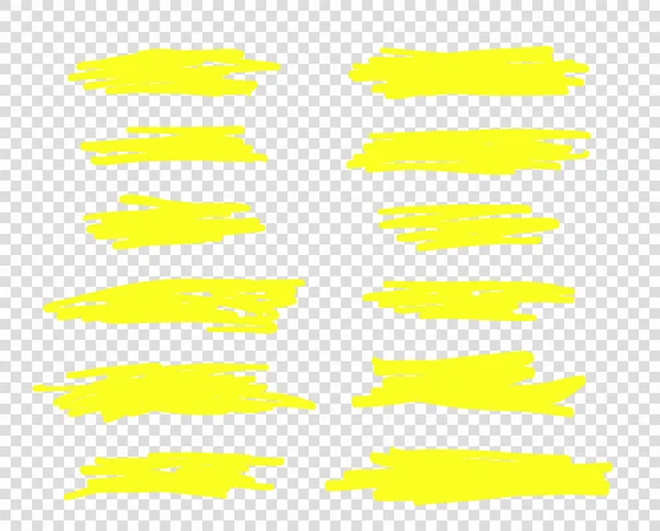 A selection of the line of stroke markers. Vector highlight brush lines. Hand drawing sketch underlined, stripes. Illustration isolated on a transparent background. — Stock Vector