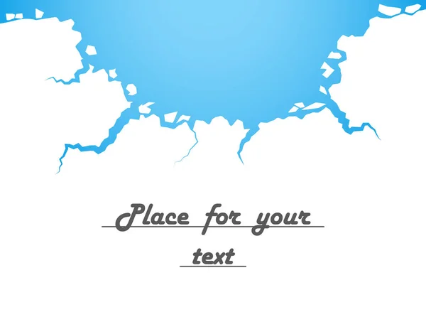 Bílé LED, praskliny, modrou vodu. Zničení, propasti. Vektorové ilustrace s prostorem pro váš text. — Stockový vektor