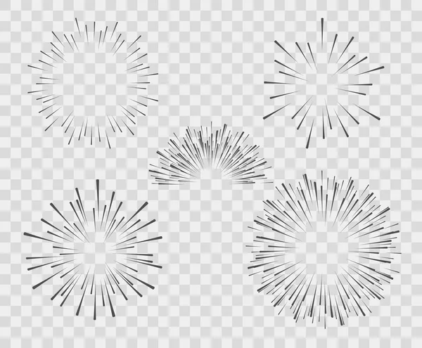 Wybór sylwetka eksplozji fajerwerków prostych linii. Ilustracja wektorowa na na białym tle. — Wektor stockowy