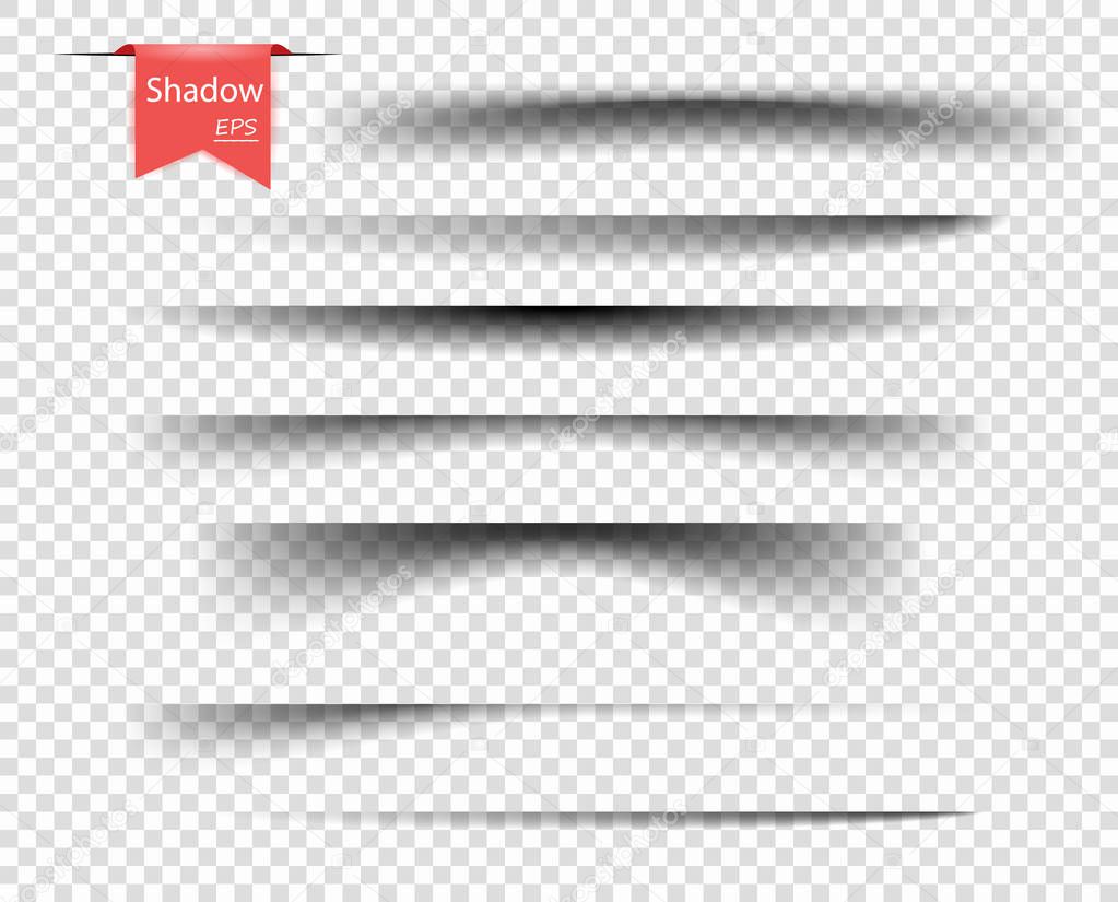Set of vector transparent overlay shadows. Realistic design elements on an isolated transparent background for your design.
