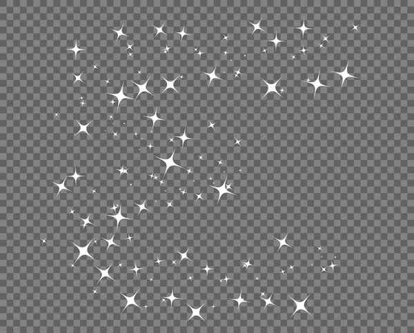 Estrellas blanco abstracto. Cola de cometa. Brillo monocromático de pureza. Plantilla vectorial de elementos aislada sobre fondo transparente . — Archivo Imágenes Vectoriales