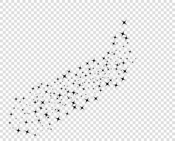 Estrellas negro abstracto. Cola de cometa. Brillo monocromático de pureza. Plantilla vectorial de elementos aislada sobre fondo transparente . — Archivo Imágenes Vectoriales