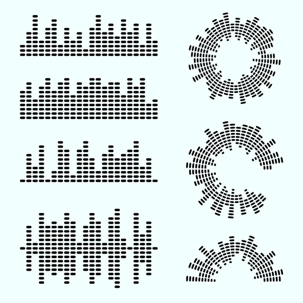 Ecualizador abstracto de música de diferentes formas. Símbolo, monocromo, icono. Elemento de diseño vectorial aislado fondo blanco . — Archivo Imágenes Vectoriales