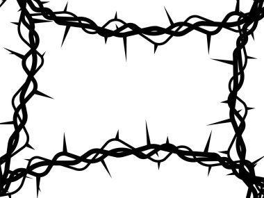 Vektör dekoratif çerçeve şube dikenli. Christian Easter, diriliş sembolü. Öğe üzerinde hafif bir arka plan izole.