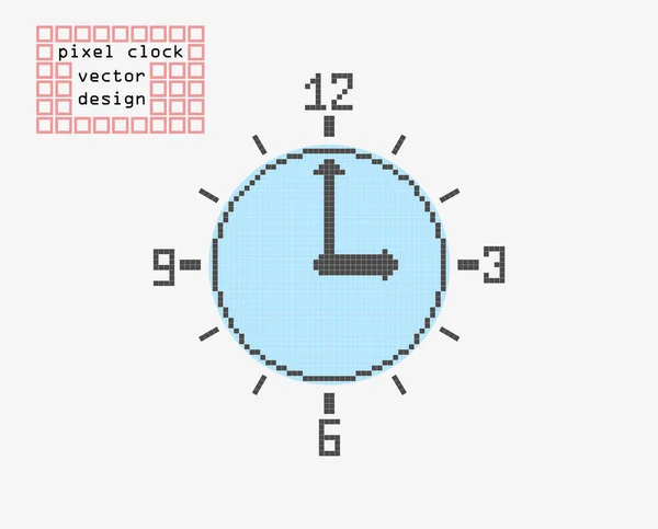 Retro pixel clock. Flat style vector icon. Isolated light background. — Stock Vector