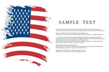 Amerika Birleşik Devletleri'nin grunge bayrağı renk, fırça, gelişmekte olan. Vektör sanat tasarımı, şablon, çok renkli bize bayrak. Metin için alan.