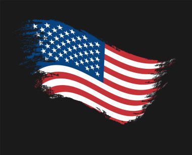 Amerika Birleşik Devletleri'nin grunge bayrağı renk, fırça, gelişmekte olan. Vektör sanat tasarımı, şablon, çok renkli bize bayrak. Mavi, kırmızı, beyaz. Koyu bir arka plan da yalıtılmış nesne.
