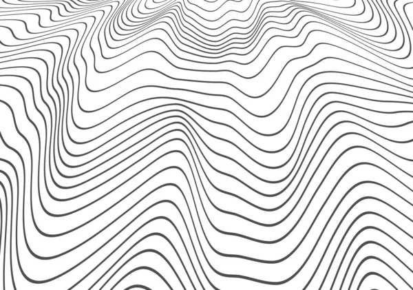 Decoração abstrata de linhas onduladas distorcidas. Enrolamento negro, onda de alívio. Textura. Modelo de objeto vetorial com a capacidade de sobrepor isolado em um fundo claro — Vetor de Stock