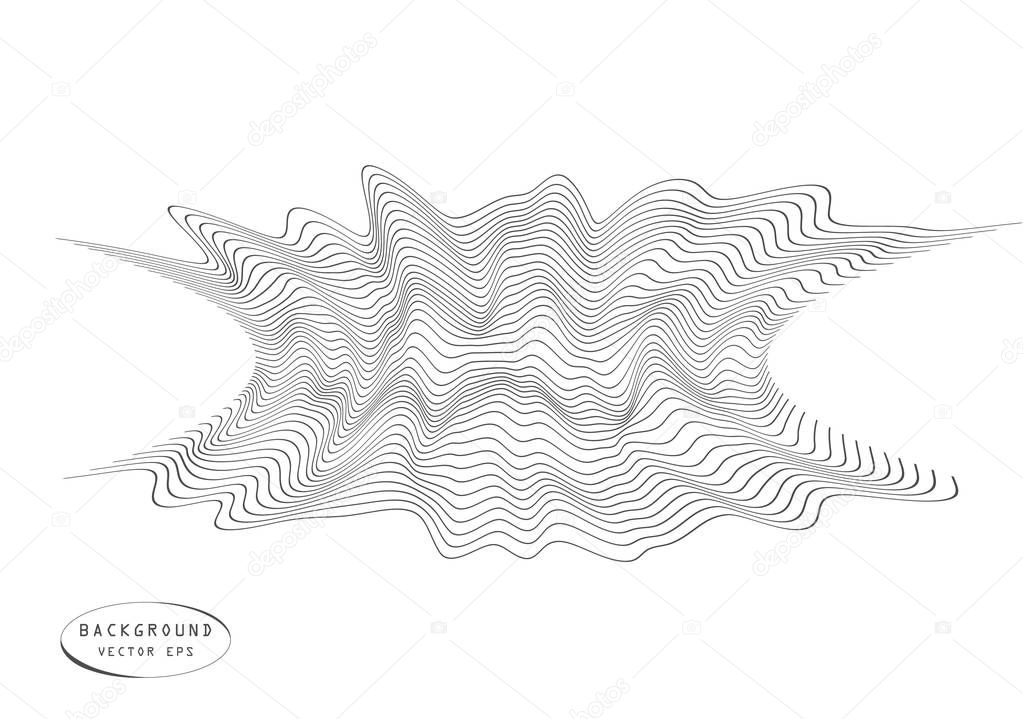 Abstract decor of wavy volume convex lines. Gray winding, relief wave. Vector object template with the ability to overlay isolated on a light background.