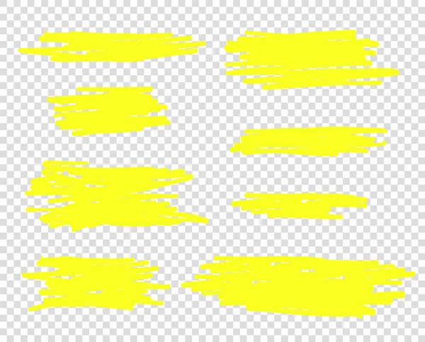Marcador amarillo dibujado a mano vectorial o línea de cepillo. Elementos de selección, para diseño. Fondo aislado . — Vector de stock