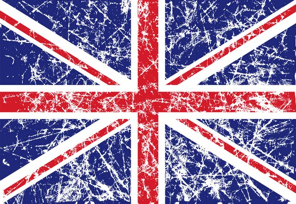 英国の国旗、抽象的。グランジの英国の旗。スカッフ、摩耗、損傷、古いの効果。ベクトルイラスト. — ストックベクタ