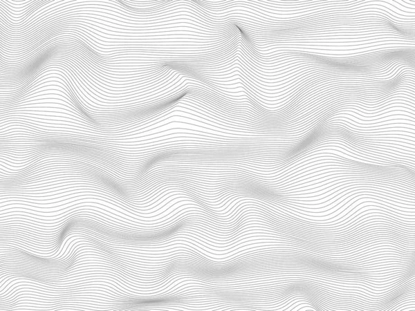 Líneas distorsionadas abstractas. Onda una textura 3d de líneas delgadas negras simples. Ilustración vectorial . — Vector de stock