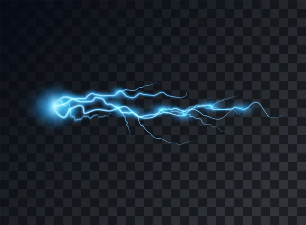 Décharge bleue électrique, flash, éclat transparent. Élément de conception vectorielle sur fond isolé . — Image vectorielle