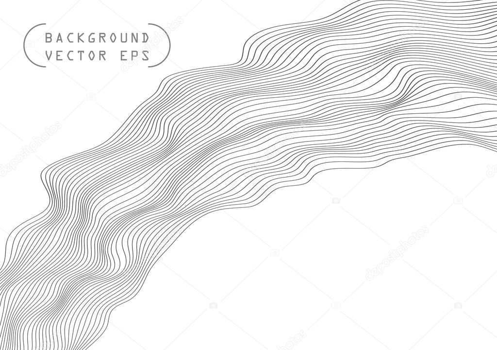 Abstract wavy volume convex lines, gray winding, relief wave. Band. Vector object template with the ability to overlay isolated on a light background.