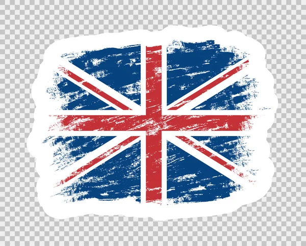 Flagget til det britiske flagget er abstrakt. Britisk grungebørste. Mal klistremerke. Objekt isolert på en gjennomsiktig bakgrunn . – stockvektor