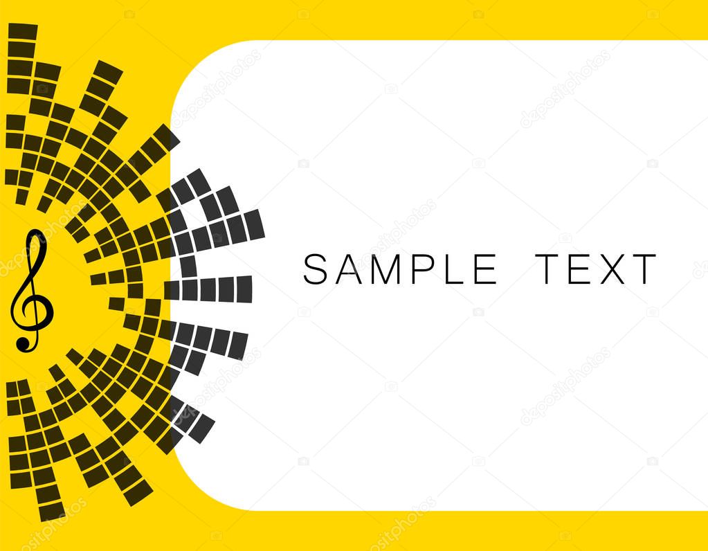 Vector yellow banner illustration, with space for text music key, equalizer. EQ. Art-design.