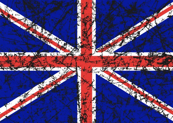 Σημαία της Μεγάλης Βρετανίας, αφηρημένη. Βρετανική σημαία στο γκραντζ. Η επίδραση της γδαρσίματος, φθορά, φθορά, παλιά. Απεικόνιση διανυσματικών φορέων. — Διανυσματικό Αρχείο