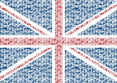 Britanya bayrağı soyut. Bayrak UK renk halfton tarzı, yuvarlak çizgiler. Vektör Illustration.