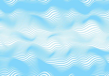 Soyut dalgalı yatay çizgiler, mavi sarma, kabartma dalgası. İzole arka plan bindirme yeteneği ile vektör çizim şablonu.