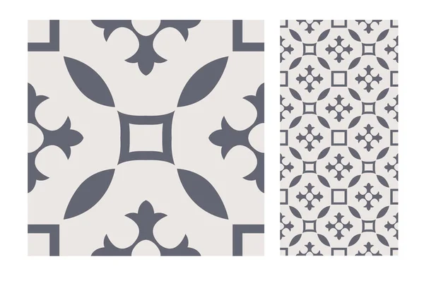 Carreaux Vintage Motifs Portugais Design Antique Sans Couture Dans Illustration — Image vectorielle