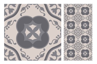 Vintage fayans Portekizce desenler vektör çizim sorunsuz tasarımında antika