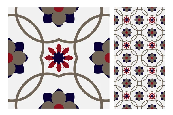 ビンテージ タイル ポルトガル パターン アンティーク ベクトル図でシームレスなデザイン — ストックベクタ
