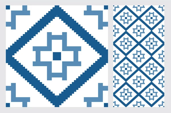 Carreaux Motifs Portugais Design Antique Sans Couture Dans Illustration Vectorielle — Image vectorielle