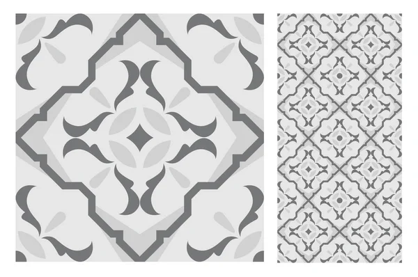 Carreaux Motifs Portugais Design Antique Sans Couture Dans Illustration Vectorielle — Image vectorielle