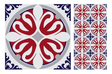 fayans Portekizce desenler vektör çizim vintage sorunsuz tasarımında antika