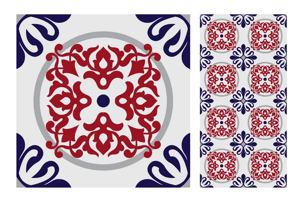 Tiles Portuguese Patterns Antique Seamless Design Vector Illustration Vintage — Stock Vector