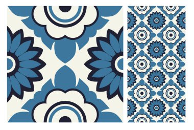 fayans Portekizce desenler vektör çizim vintage sorunsuz tasarımında antika