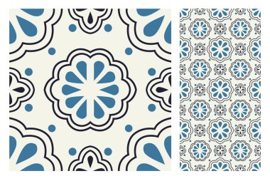 fayans Portekizce desenler vektör çizim vintage sorunsuz tasarımında antika